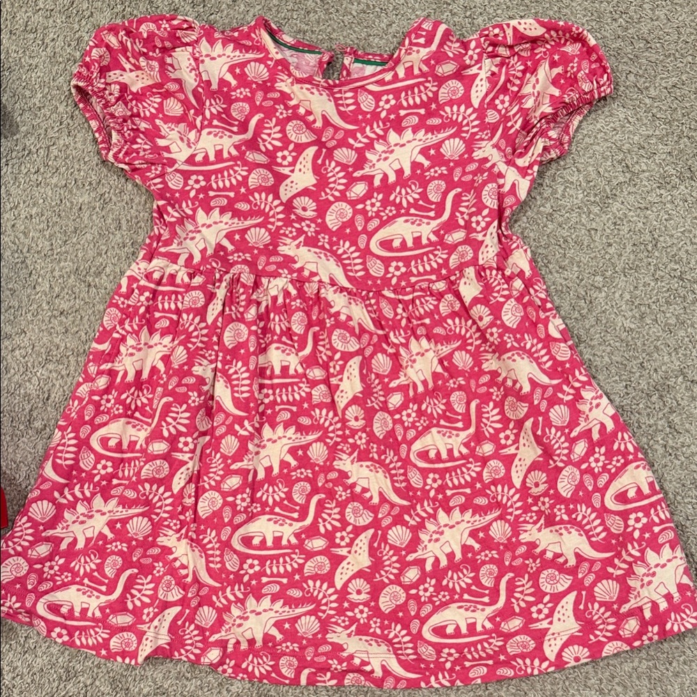 Mini Boden Fuchsia Dinosaur Print Dress
